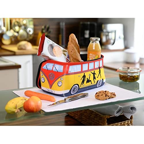 BRISA VW Collection - Volkswagen Neoprene Universal Makeup Cosmetics Toiletry Travel Pharmacy Bag in T1 Bus Design (Soccer/Multicolor) (Large (11.8 x 5.5 x 4.7 inches))