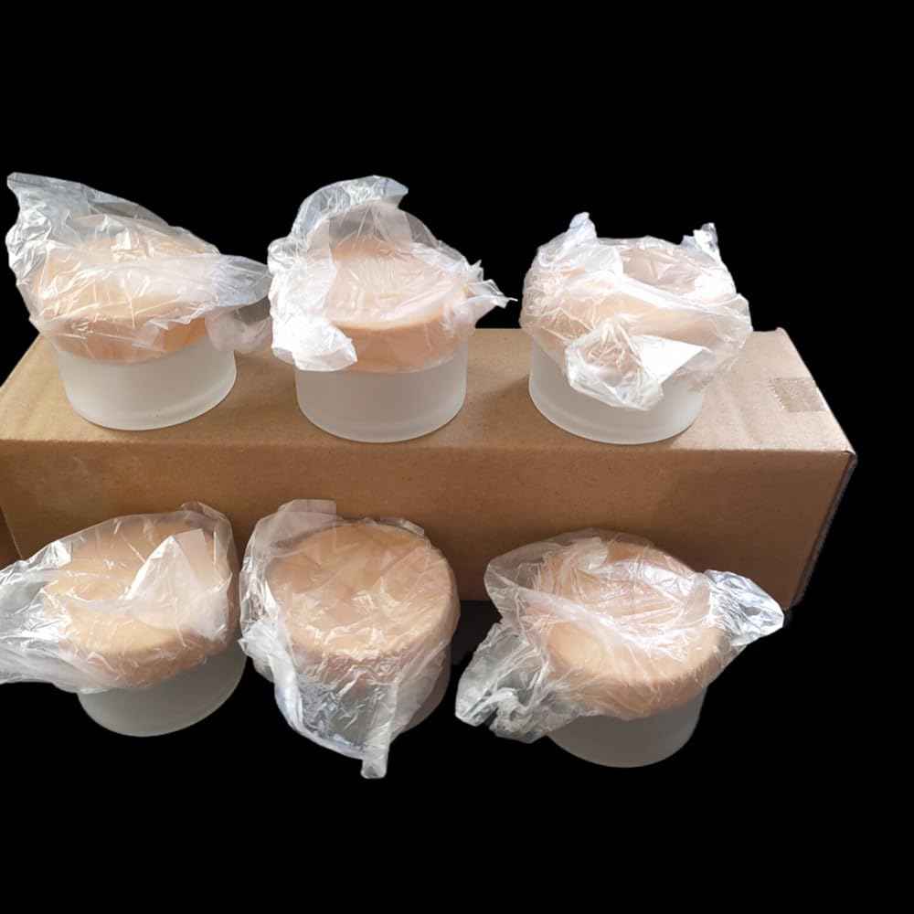 1 Oz Frosted Glass Cosmetic Containers with Wood Grain Lids, 30ml Travel Empty Makeup Jar Pot Box, Refillable Sample Jars for Lotion Face Cream Lip Balm Eyeshadow Storage (30 Grams, 6 Pack)