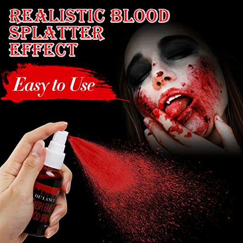2 PCS Washable Fake Blood Spray,Halloween Fake Blood Splatter, Liquid Blood for Clothes,Skin and Eye Drops,Squirt Fake Blood Makeup for Vampire Monster Zombie Bride and Costumes,100g(3.53 Oz)