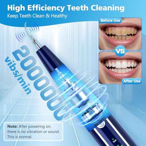 Plaque Remover for Teeth, Teeth Cleaning Kit with LED Light and 5 Adjustable Modes Teeth Cleaner, Blue
