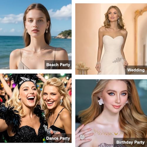 Gold Glitter Collarbone Temporary Tattoos - 8 Pack Waterproof