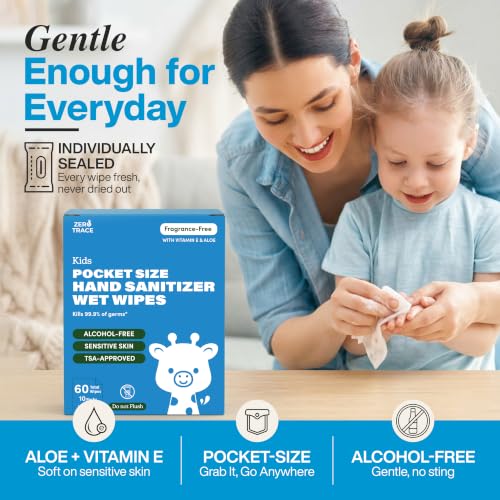 Zero Trace Alcohol-Free Hand Sanitizer Wipes – 60 Count
