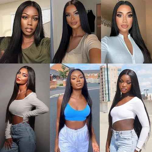 Straight Bundles Human Hair Natural Black Color 8A Grade Unprocessed Brazilian Virgin Hair 3 Bundles 8 8 8 Inch Double Weft Hair Extensions Soft And Healthy For Black Women