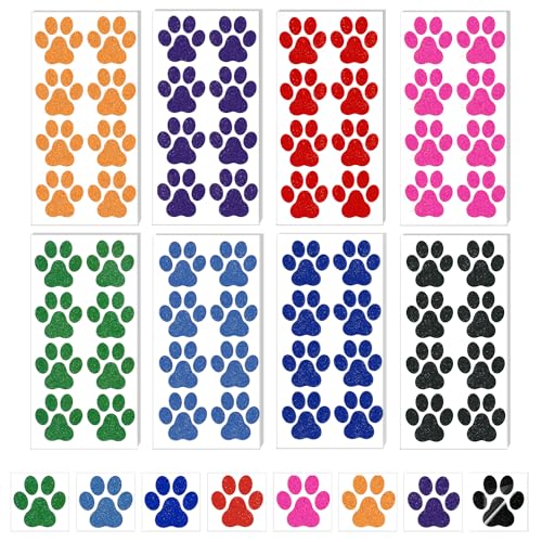 Dog Paw Glitter Temporary Tattoos, 40 Sheets 320pcs