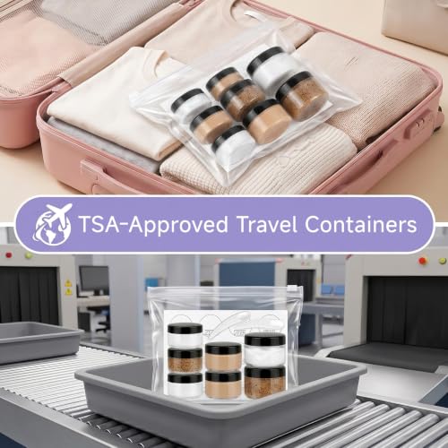 Black 10g Travel Container Set - Small Cosmetic Jars with Lids, Sample Storage