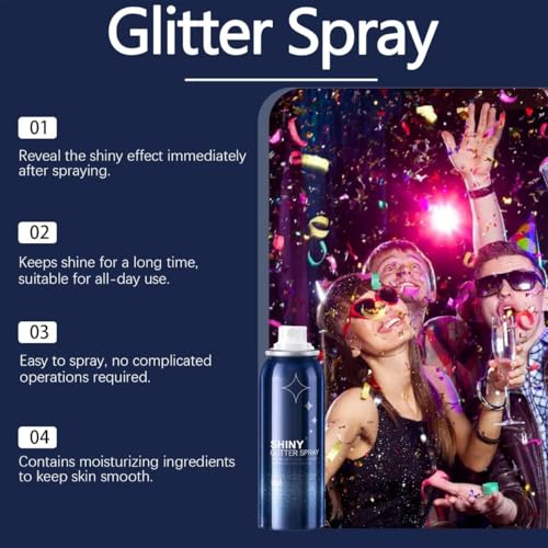 Body Glitter Spray - Long-Lasting Waterproof Formula 2.11oz