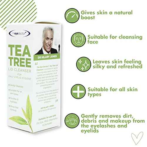 The Eye Doctor Tea Tree Lid Cleanser 100ml ? Daily Eyelid Hygiene Remove Debris & Make-up Eyelid Eyelashes ? For Sensitive Eyes ? Contains Tea Tree Oil Argan Oil Coconut Oil & Micellar Water