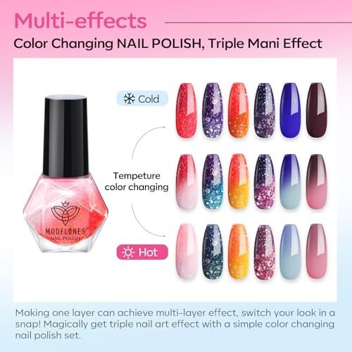 Color Changing Nail Polish Set, 6 Quick-Dry Shades