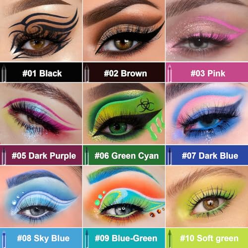 15-Color Eyeliner Pen Set - Waterproof Metallic Eye Makeup Kit