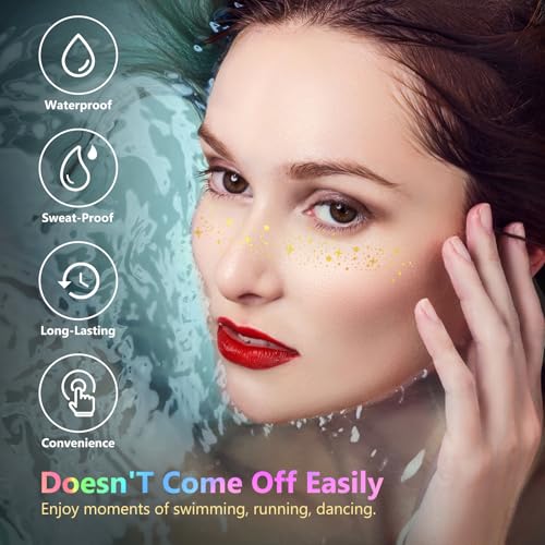HyperFun Glitter Freckles Stickers - 12 Pack Waterproof Face Gems