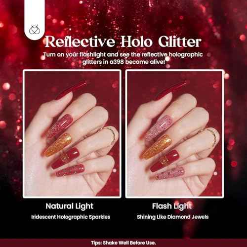 Beetles Winter Gel Nail Polish 20 Winter Colors Cat Eye Gel Polish Set Gift Spree Burgundy Red Purple with Magnet Pen Base Top Coat DIY Salon Manicured Soak Off UV LED Gifts for Women Gemstone Party