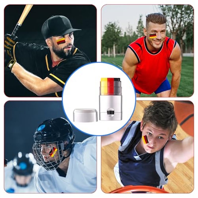 4-Pack Sports Face Paint Sticks - Easy Twist-Up Glare Paint