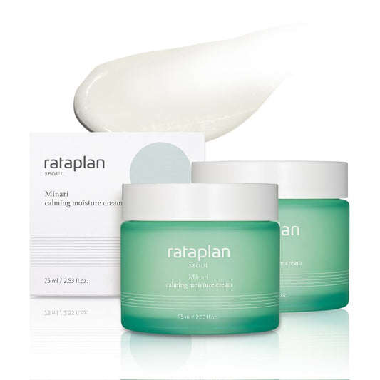 RATAPLAN Minari Calming Moisture Cream 2.53 fl.oz 75ml 2 Pack - Reduce Skin Heat, Daily Face Gel Cream for Dry and Sensitive, Korean Skincare