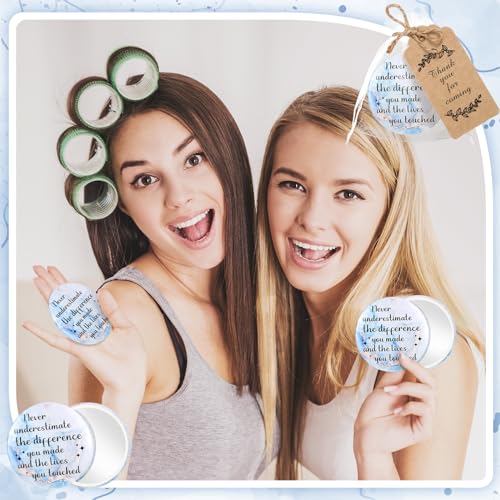 Tradder 50 Sets 2.76" Inspirational Compact Pocket Mirrors Bulk Galentines Appreciation Gifts Small Purse Makeup Mirror Souvenir Bag for Stuffer Items Women Quinceanera Employee(Gold and Blue)