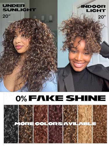 20 Inch Curly Wig with Bangs - Human Hair Blend