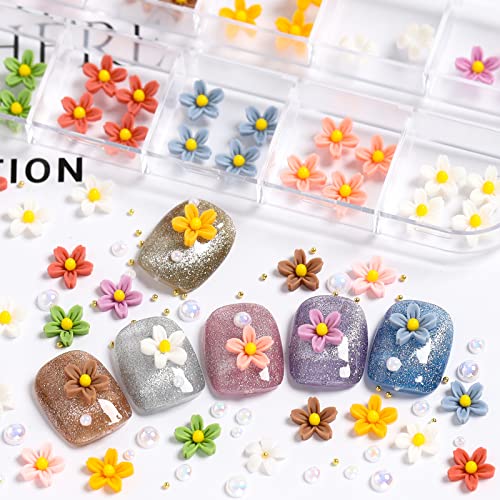 ueforrza Nail Art Rhinestones Set, 3D Flowers/Butterfly Nail Charms, Nail Gems and Rhinestones Kit, Nail Decorations for Nail Art, DIY Nail Accessories and Nail Supplies (2 Boxes)