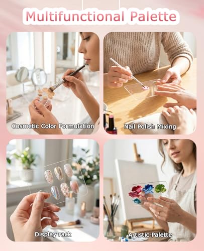 8-Piece Acrylic Nail Art Palette with Stainless Steel Stirring Rods