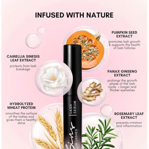 LASHES Physician-Formulated Natural Eyelash Enhancer Serum purified Eyelash | fuller &longer looking Eyelashes | safe for sensitive Eyes | 60 -day supply 3.5ML