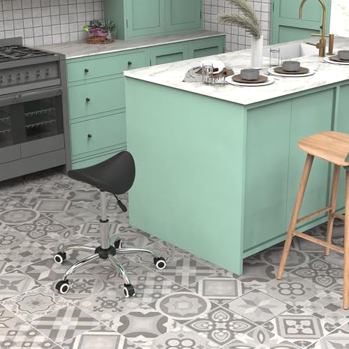 Professional Saddle Stool with Wheels Rolling Saddle Stool with Extra-Wide Base Heavy-Duty Stable Stool Adjustable Height Ergonomic Chair for Office, Workshop, Salon & Clinic