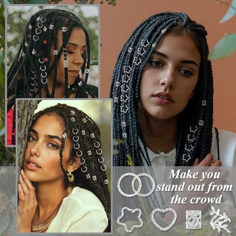 260 Pcs Hair Beads & Clips Set for Braids, Dreadlocks & Locs