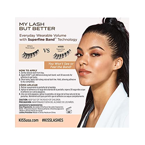 KISS My Lash But Better False Eyelashes, No Filters', 10 mm, Includes 1 Pair Of Lash, Contact Lens Friendly, Easy to Apply, Reusable Strip Lashes (Pack of 4)