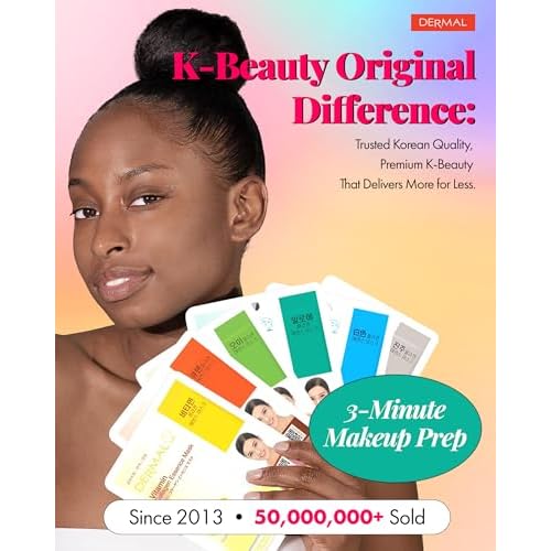 DERMAL 78 Combo Pack Collagen Essence Korean Face Mask - Hydrating & Soothing Facial Mask with Panthenol - Hypoallergenic Self Care Sheet Mask for All Skin Types - Natural Home Spa Treatment Masks