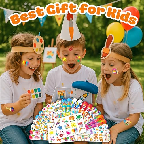 72-Piece Art Party Favors - 48 Tattoos & 24 Slap Bracelets
