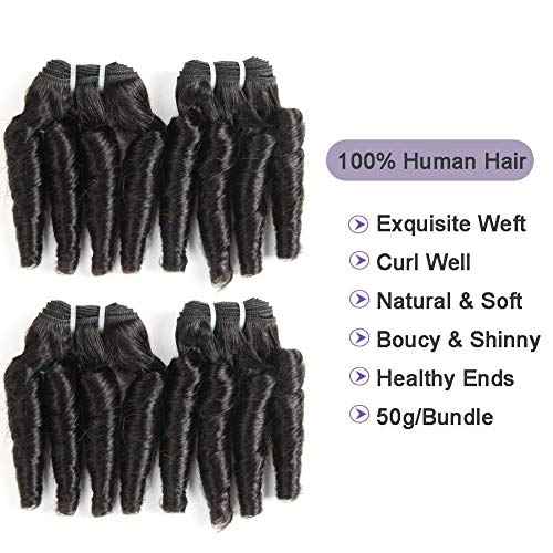 Molefi Brazilian Funmi Hair Curly Weave 4 Bundles with Lace Closure burmese curly bundles human hair with 4x4 Closure 100% Human Hair Extensions 50g/pc Natural Black (8 8 8 8 +8)