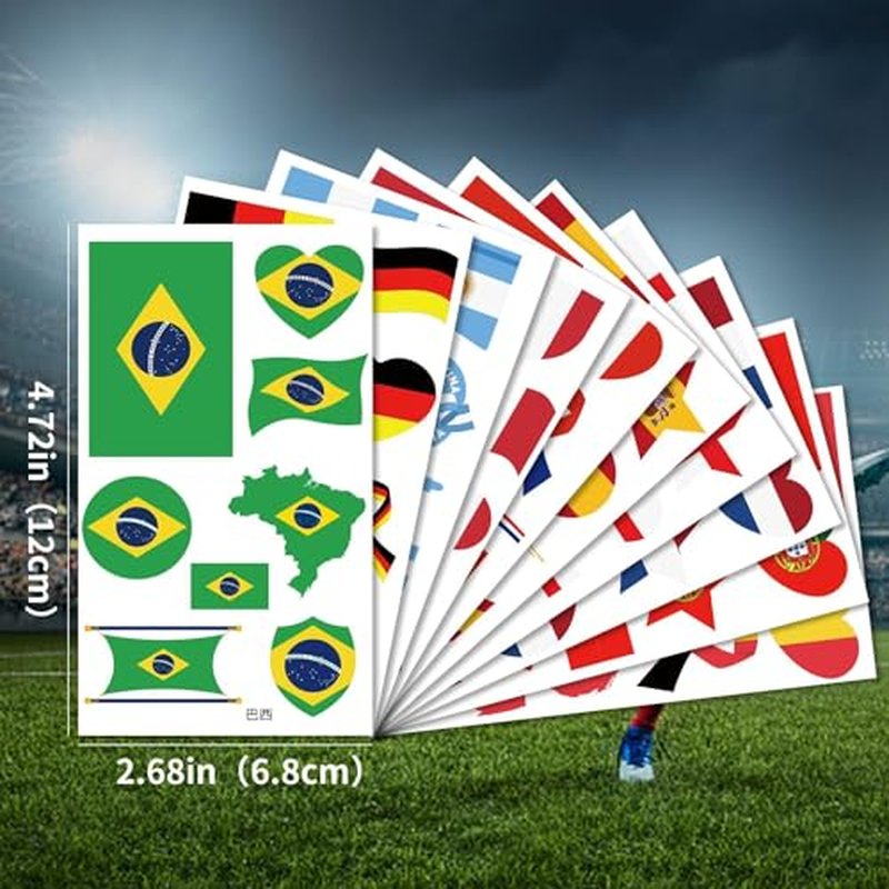 10 Sheets World Country Flag Temporary Tattoos – Waterproof Stickers