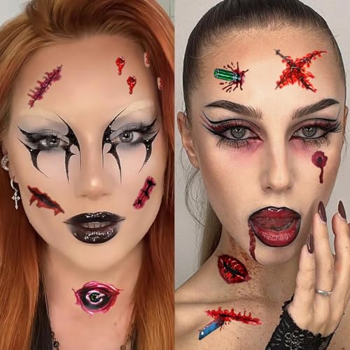 Halloween Fake Scar Tattoos - 60 Sheets Zombie Wound Stickers