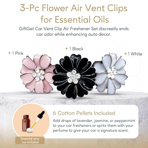 GiftGet Flower Car Vent Clip Air Fresheners - 3-Pack