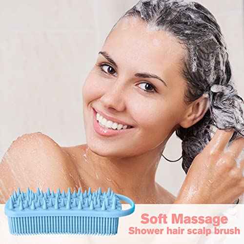 2PCS Silicone Body Scrubber, Loofah for Women, Gentle Exfoliating Shower Cleaner Bath Brush, Rubber Body Wash Deep Cleaning & Exfoliator & Massage, Travel-Friendly for Bathroom