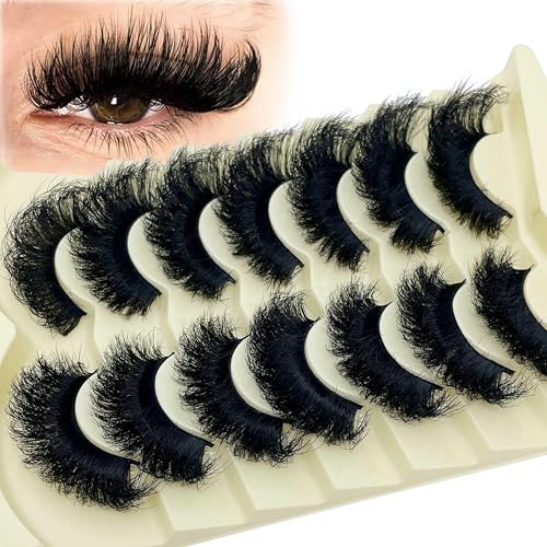 Mink Lashes Fluffy 20MM Dramatic Thick Volume Cat Eyelashes 25MM 3D Faux Mink 8D Lashes Strips Pack YH-108