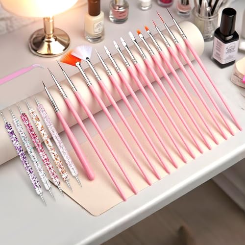 Professional Nail Art Tools Set for Beginners - 15 Nail Brushes & Dotting Tools