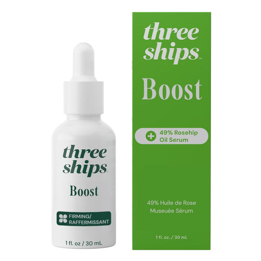 Three Ships Boost 49% Rosehip Oil Serum- Firming Face Serum, Smooths, Hydrates + Protects Skin, Plumps Look of Fine Lines and Reduces Discoloration (1 floz)