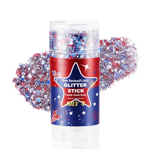 Patriotic Red White Blue Glitter Stick | Waterproof Face Body Makeup