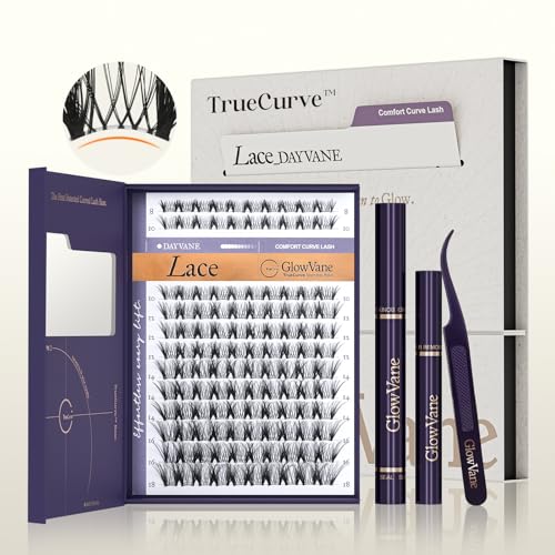 GlowVane TrueCurve Lash Clusters Kit - 120 Pcs Wispy D Curl Lashes
