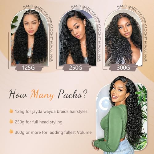 GUDOZO 16 Inch Deep Wave Feather Crochet Hair for Black Women