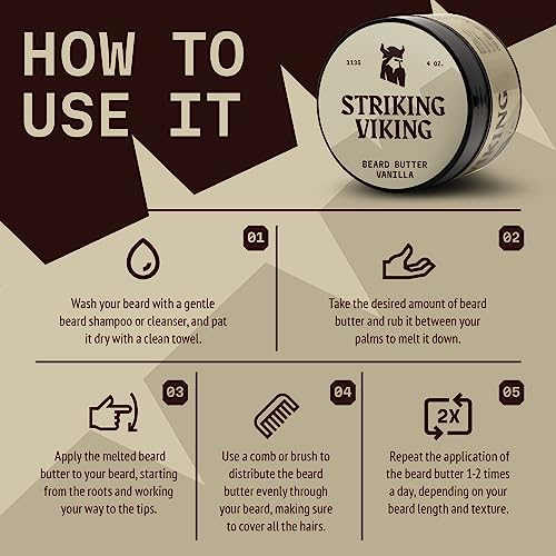 Striking Viking Pack of 2 Beard Oil (2oz) & Beard Butter (4oz) Vanilla Scent