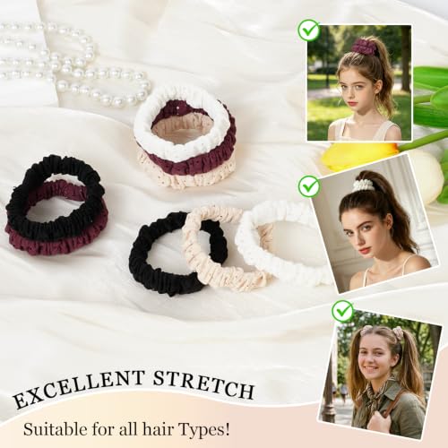 Small-Hole Neutral Colors Breathable Hair Ties - No Damage Stretchable Ponytail Holders, 8 Pcs for Thick Hair | SEVEN STYLE