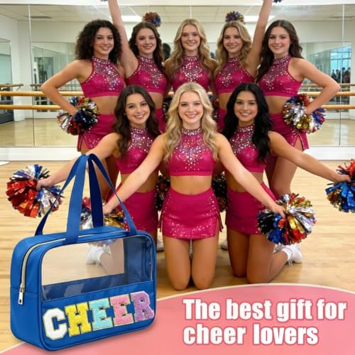 Cheerleader Makeup Bag with Chenille Patch - Waterproof Nylon Organizer