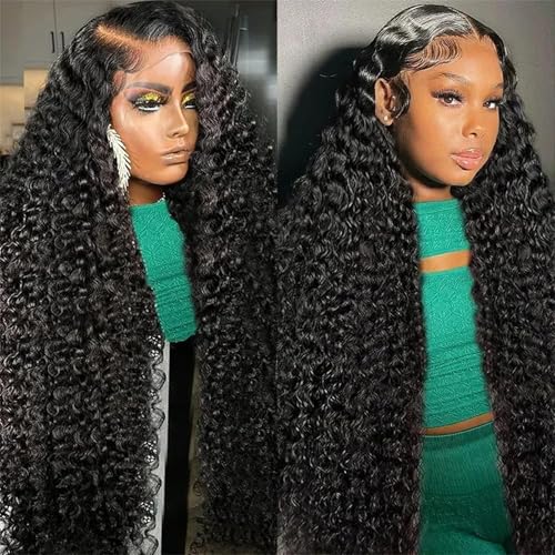 12 Inch Deep Wave Lace Front Wigs Human Hair Wigs for Women 13x6 Deep Curly Lace Frontal Wigs 250 Density HD Lace Front Wigs Human Hair Pre Plucked with Baby Hair