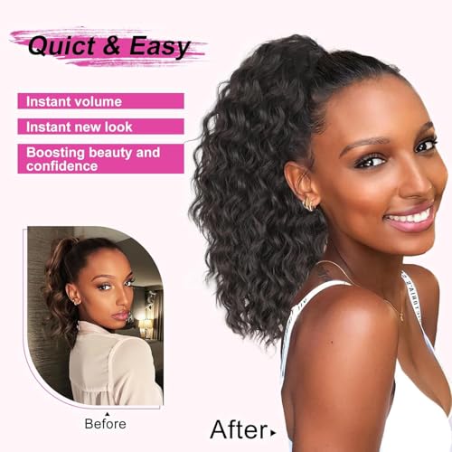 14 Inch Black Curly Ponytail Extension Clip In
