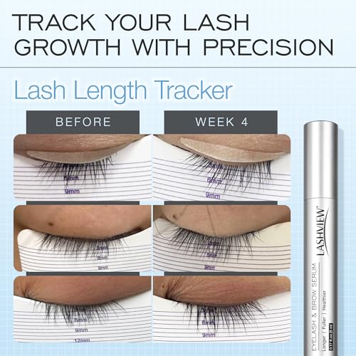 LASHVIEW Advanced Lash Growth Serum for Thicker, Longer Eyelashes and Eyebrows, Vital Castor Oil, Grow Lashes with Brow Enhancer (5mL)