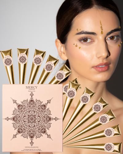 Henna Cones by MERCY LONDON – 12 Pre-Mixed Natural Hair Color