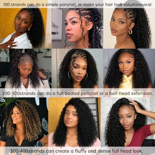 Kenkenten 18 Inch 100 Strands Human Hair Crochet Extensions Deep Wave 1B#