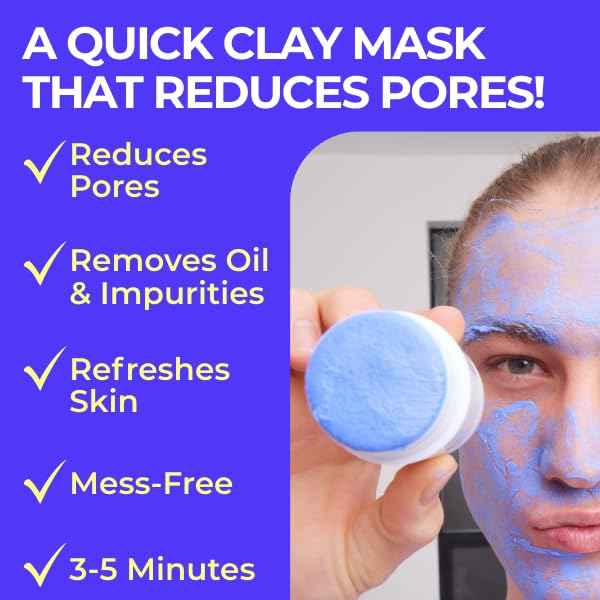 WYOS Pore-Refining Clay Face Mask Stick – White Clay Formula Deep Cleans, Removes Oil, Minimizes Pores – Hands-Free, Mess-Free, Quick Drying, Travel-Friendly Grooming Essential