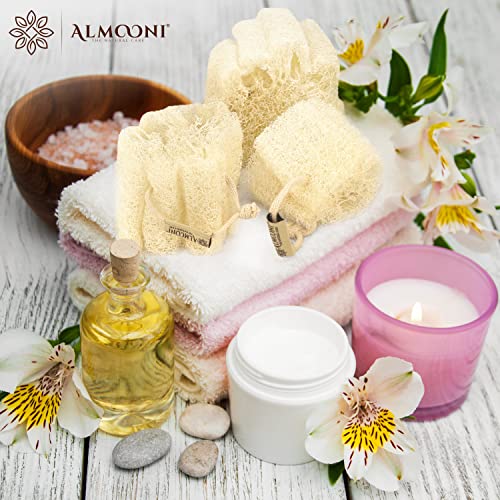 ALMOONI Natural Loofah Sponge 3-Pack | Egyptian Shower Scrubber