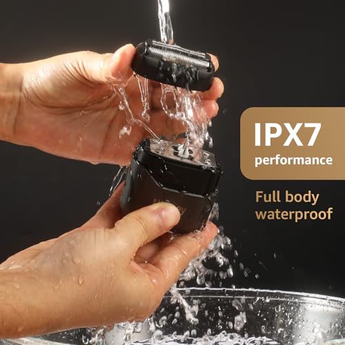 Electric Foil Shavers for Men: Mini Electric Razor for Face - IPX7 Waterproof Cordless Razor with LED Display & Fast Charge - Micro-Comb Technology & Precision Blades