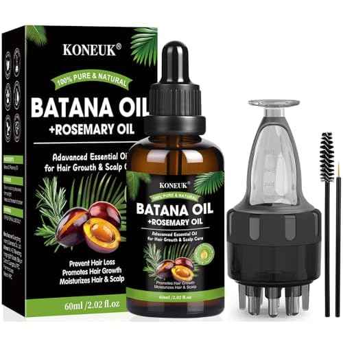 Batana Oil for Hair Growth and Rosemary Oil for Hair Growth, Nourish Dry Damaged Hair, Promote Thicker & Stronger Hair for Men Women, with Hair Oil Applicator, 2.02 Fl Oz